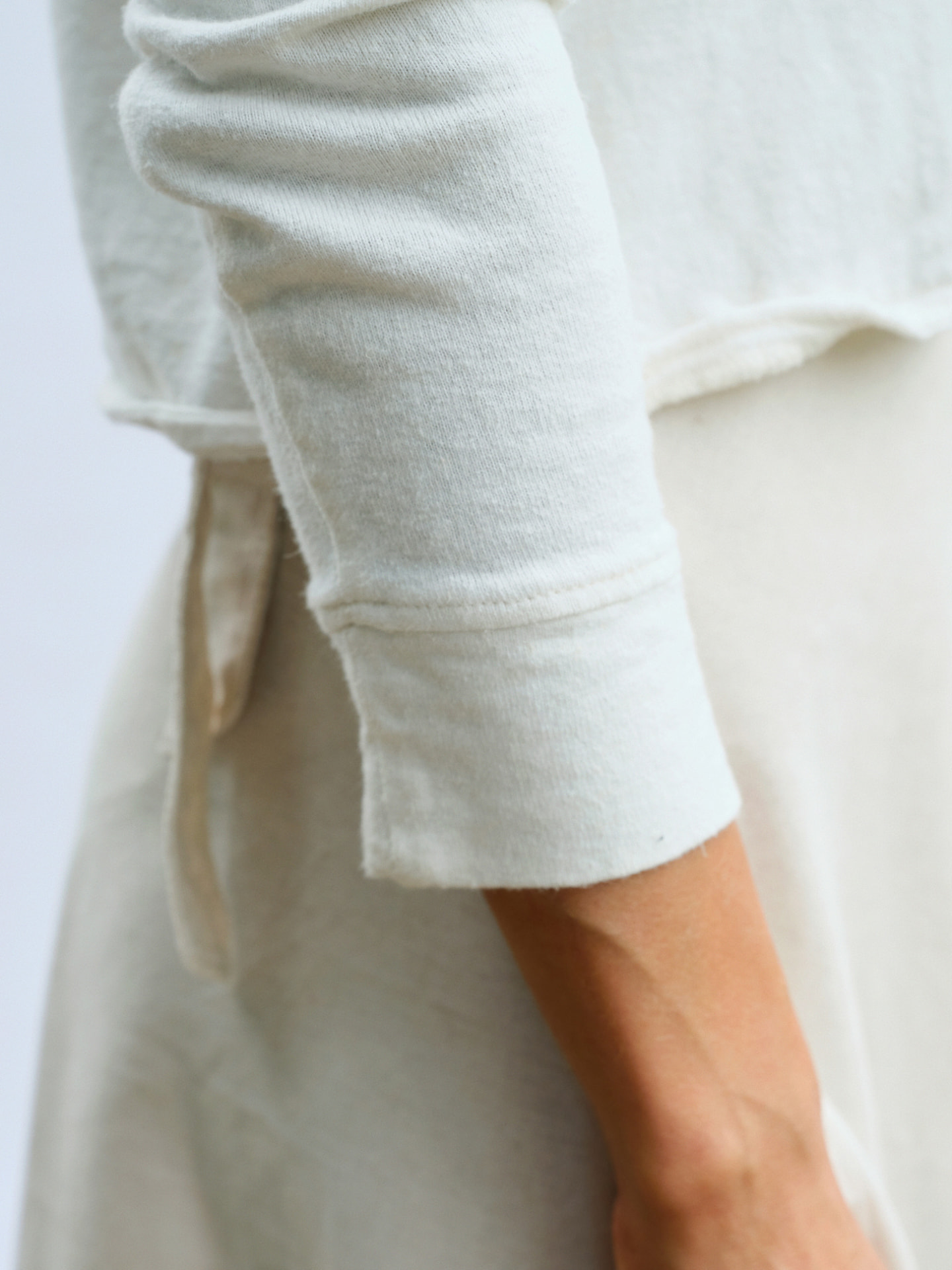 Close view of the Bonnie-love long sleeve and cuffed wrist